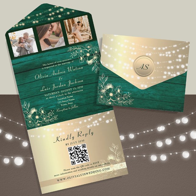Luzes de Corda Rústicas de Madeira Verde Casamento (Criador carregado)