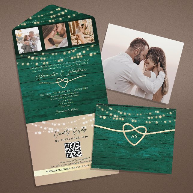 Luzes de Corda Verde Esmeralda Casamento Código QR (Criador carregado)