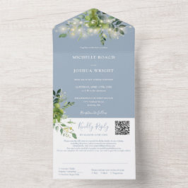 Luzes de Corda Verde QR Code Casamento Azul Empoei