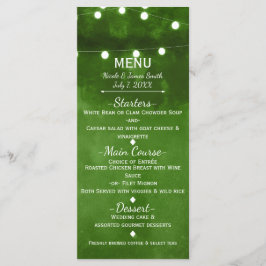 Luzes de Corda Verde Rústicas Menu de Casamento El