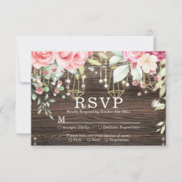 Luzes de Cordas Florais de Madeira Rustic Rsvp de 