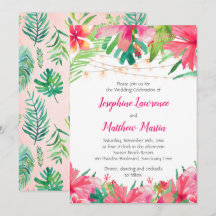 Luzes de Cordas Tropicais Convites de Casamento Fl