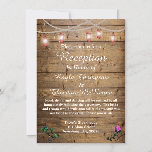 Luzes de Lanterna Rústica para Cartão de Convite d (Frente)