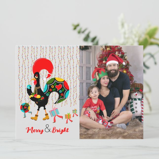 Luzes de Natal, baubles, presentes e galos (Em pé/Frente)