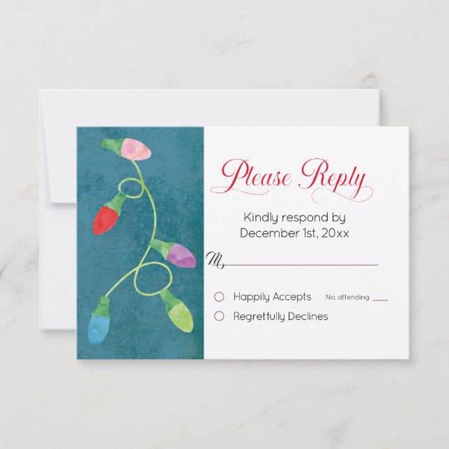 Luzes de Natal coloridas no casamento azul (Frente)