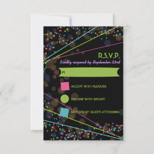 Luzes de neon brilham na placa de resposta RSVP es