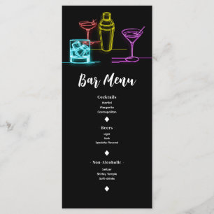 Luzes de Neon Glowing Coquetéis Bar Aberto Menu de