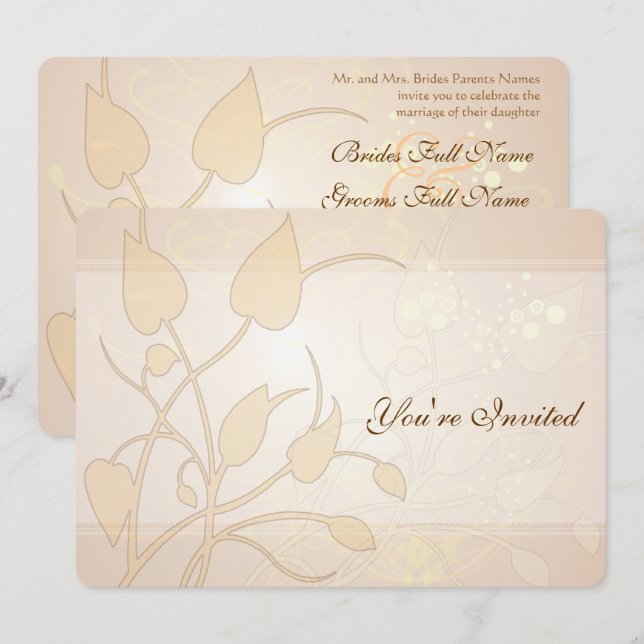 Luzes de ouro O espiral deixa o convite para casam (Frente/Verso)