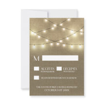 Luzes de String + Cartões RSVP de Casamento de Bur