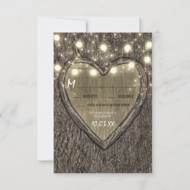 Luzes de String + Cartões RSVP de Casamento de Lat (Frente)