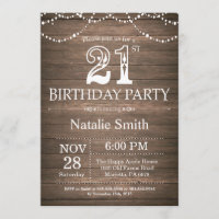 Luzes de String de Convite para aniversário de 21 