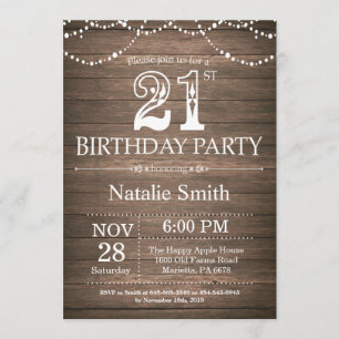 Luzes de String de Convite para aniversário de 21 