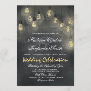 Luzes de travamento Convites de casamento de quadr