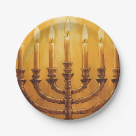 Luzes do Menorá de Hanukkah Prato de Papel
