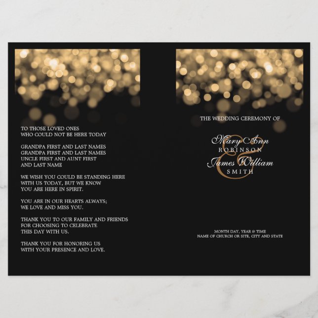 Luzes Douradas do Programa de Casamento Elegante (Frente)