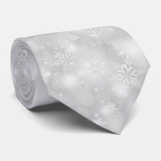 Luzes e flocos de neve, prata - gravatas do Natal,