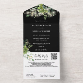 Luzes Florais de Verde String Código QR Casamento