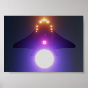 Luzes no céu - Poster de navio Sci-Fi