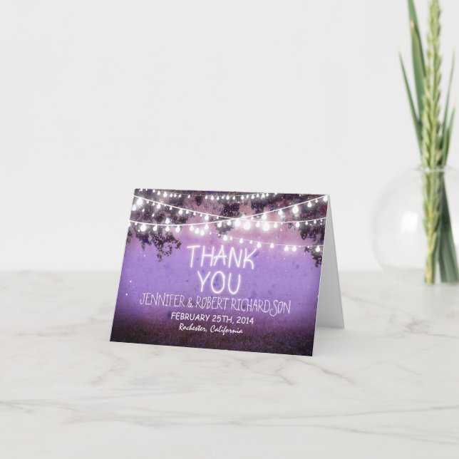 luzes noturnas país roxo cartões de agradecimento (Frente)