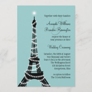 Luzes parisienses que Wedding o convite (turquesa)
