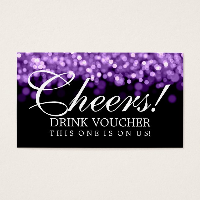 Luzes Roxas De Voucher De Bebida Elegante (Frente)