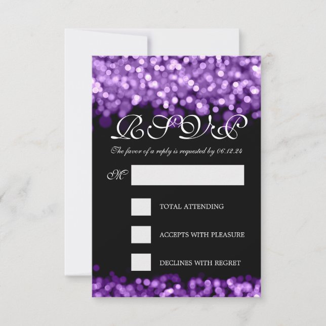 Luzes RSVP de Casamento Elegante (Frente)