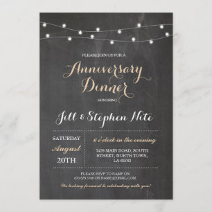 Luzes Rústicas de Aniversário de Casamento Convite