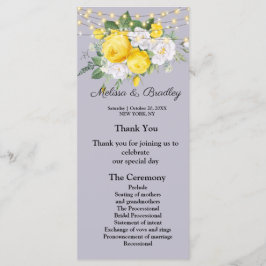 Luzes Rústicas Menu de Casamento Floral Amarelo Pr