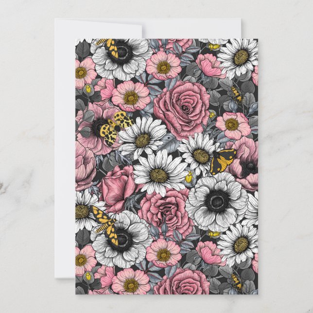 Luzes sobre mistura de flores em rosa e cinzas (Frente)