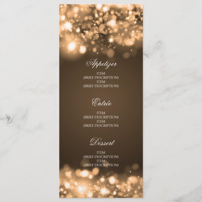 Luzes Sparkling do menu elegante do casamento (Frente)