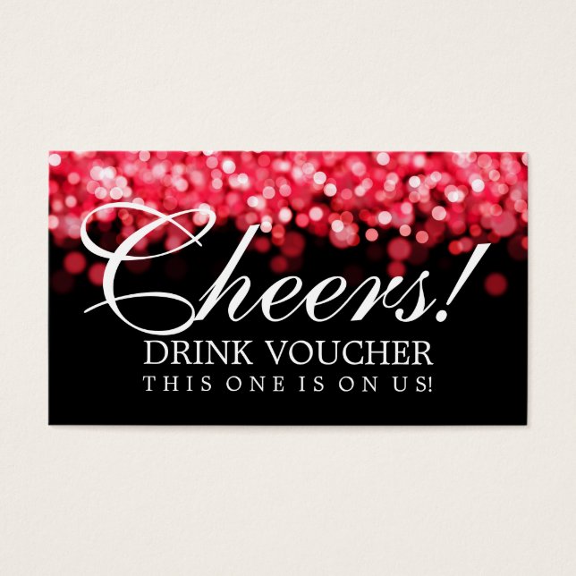 Luzes Vermelhas De Voucher De Bebida Elegante (Frente)