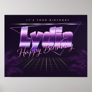 Lydia Nome Vorname lila retro Poster Geburtstag