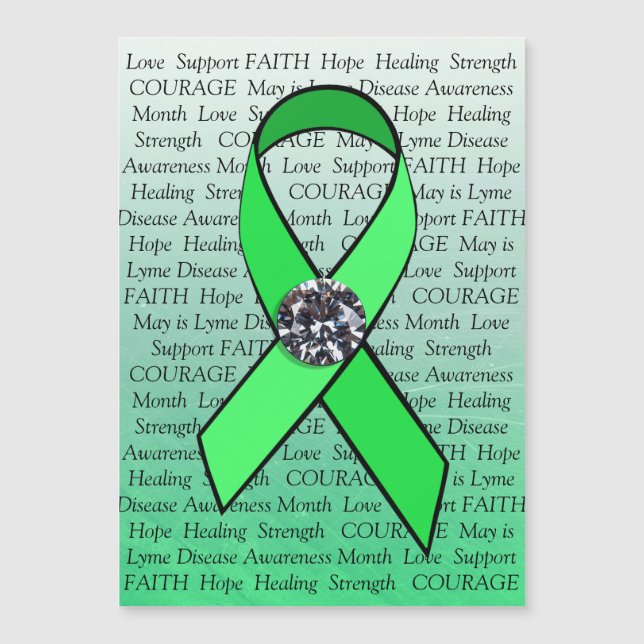 Lyme Disease Awarned Faux diamond Ribbon Magnet (Frente)