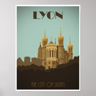 Lyon Fourviere Basilica Poster vintage