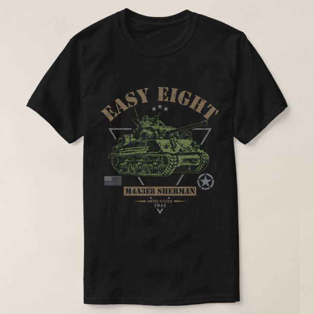 M4A3E8 'Easy Oight' Sherman WW2 Tank T-Shirt (Frente do Design)