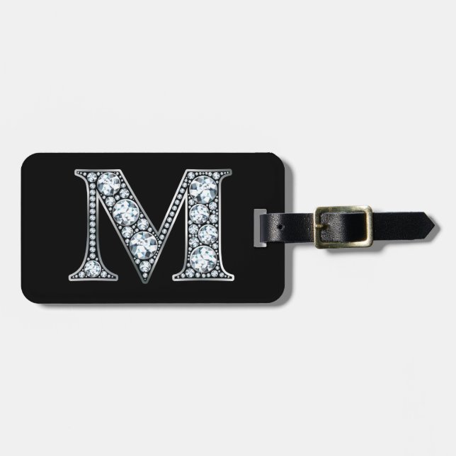 M "Diamond Bling" Etiqueta de Bagagem (Frente Horizontal)