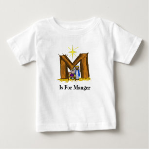 M é para Manger Christian Baby T-shirt de Natal