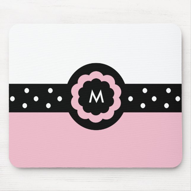 M : Monograma M Dotado Pink & White Mousepad (Frente)