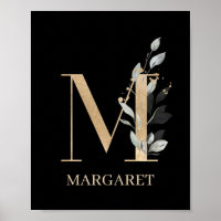 M Monograma Poster personalizado floral