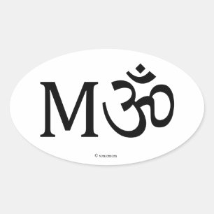 M-OM, mamã da ioga, etiqueta oval