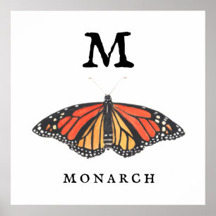 "M" para Impressão de Monarch, Papel Poster de Va