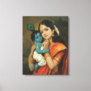 Maa Yashoda e Little Krishna Canvas Wall Art