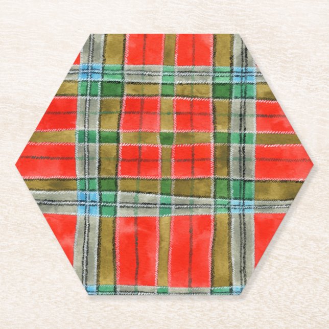 MAC BAIN TARTAN Hexágono Porta-copos de papel (Frente)