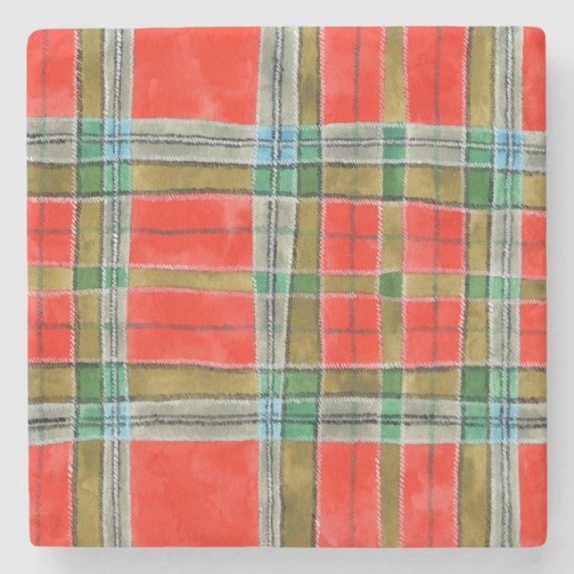 MAC BAIN TARTAN Pedra de Mármore Porta-copos (Frente)