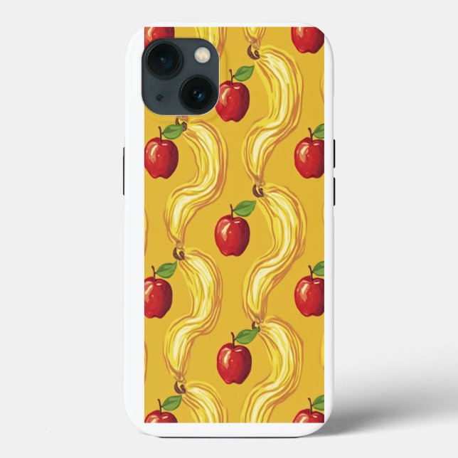 maçã com padrão amarelo design iphone 13 capas (Verso)