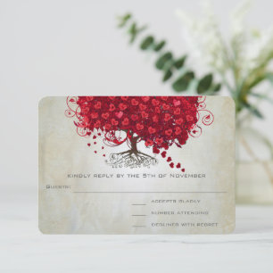 Maçã Coração Vermelho Folha Casamento RSVP