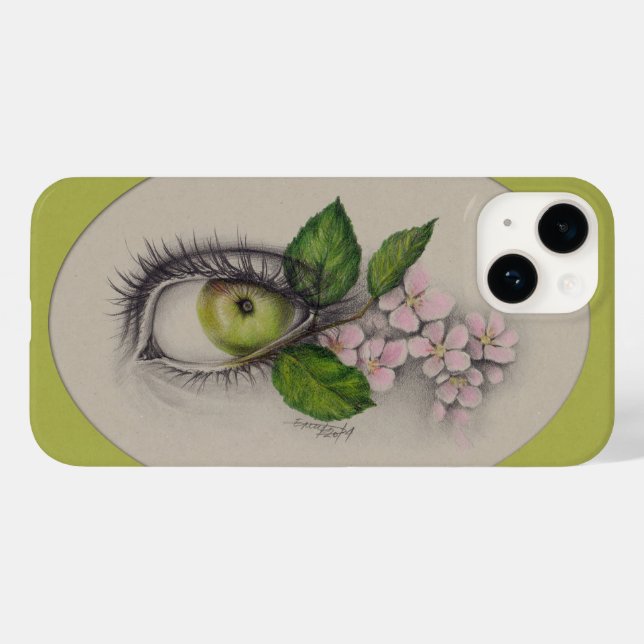 Maçã do meu olho Arte de desenho surreal Verde (Verso (horizontal))