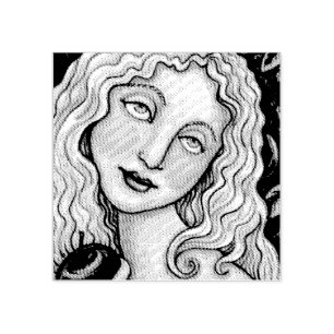 MAÇÃ E EVE FOLK ART, CARIMBO DE BORRACHA EDEN *Per