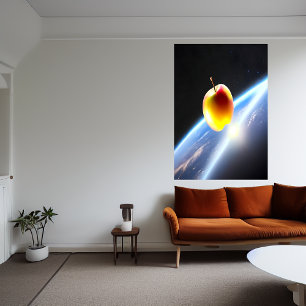Maçã no espaço   AI Art Poster