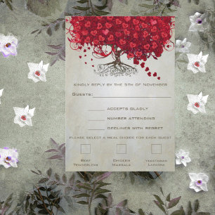 Maçã Vermelho Coração Folha Casamento RSVP